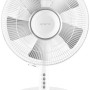 Weißer Emerio Tischventilator, 30 cm Durchmesser, mit 5 Rotorblättern und verstellbarem Winkel.