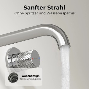 Emke Waschtischarmatur Unterputz für Wandmontage Chrom Wasserhahn Badarmatur