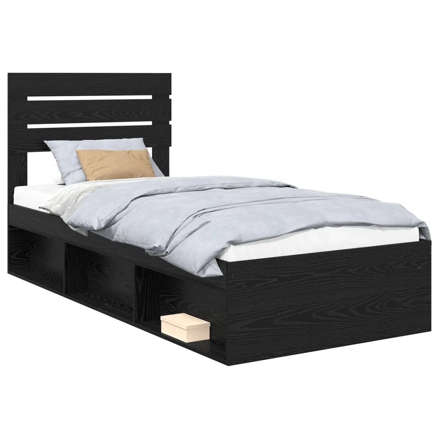 vidaXL Bettrahmen Schwarz 75 x 190 cm Massives Kiefernholz 3411472