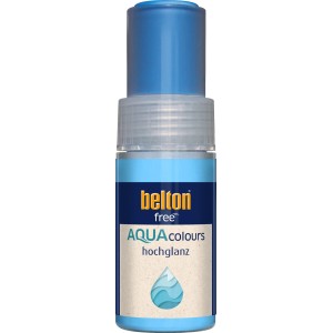 Blauer Belton Free AQUAcolours Lackstift RAL 5015 Himmelblau hochglänzend 9 ml. Wasserbasierter Buntlack für präzise Ausbesserungen.