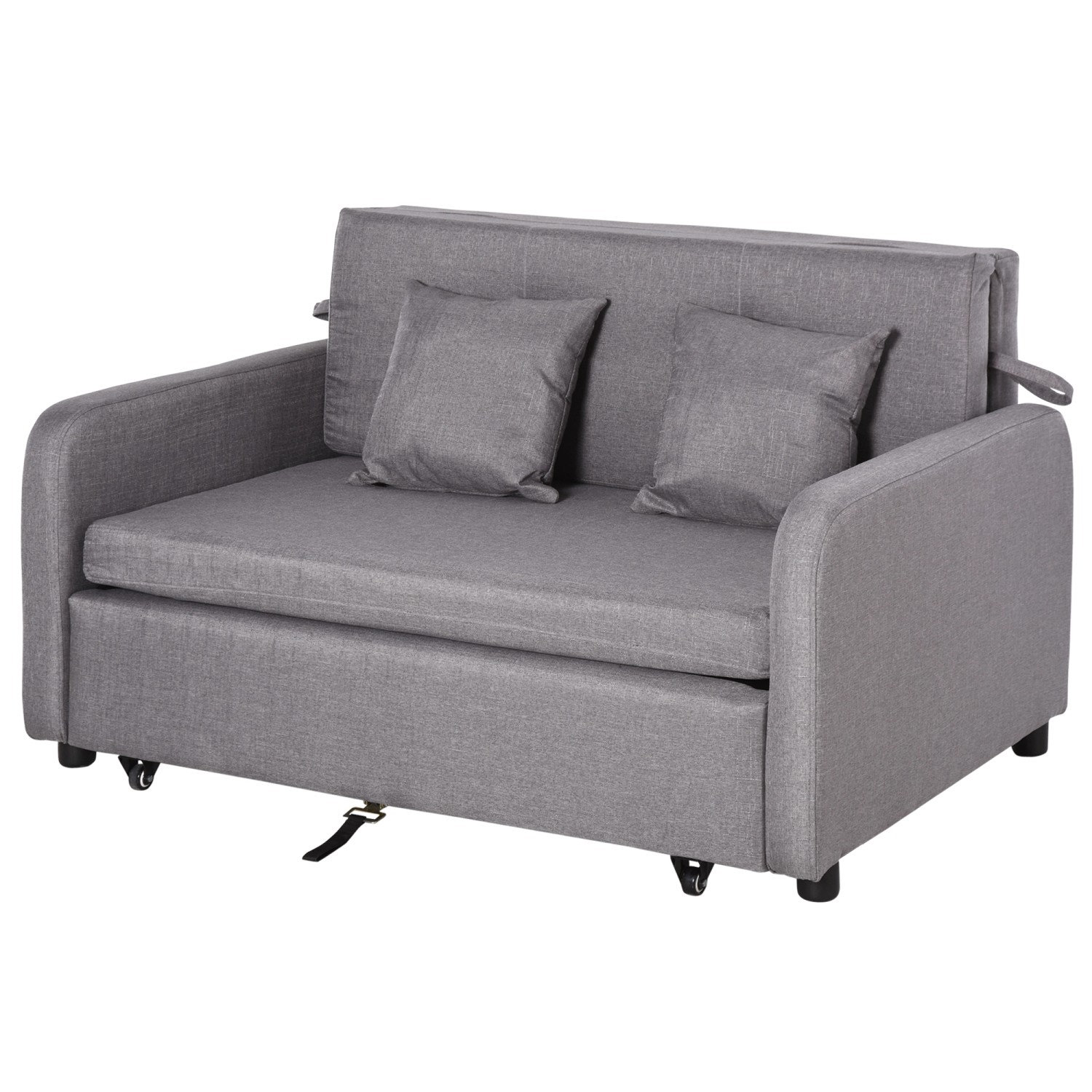 HOMCOM Schlafsofa mit Stauraum Leinen Metall Grau 136L x 92B x 84H cm
