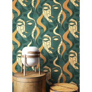 Newroom Vinyltapete Delilah Green Gesicht Modern FSC®
