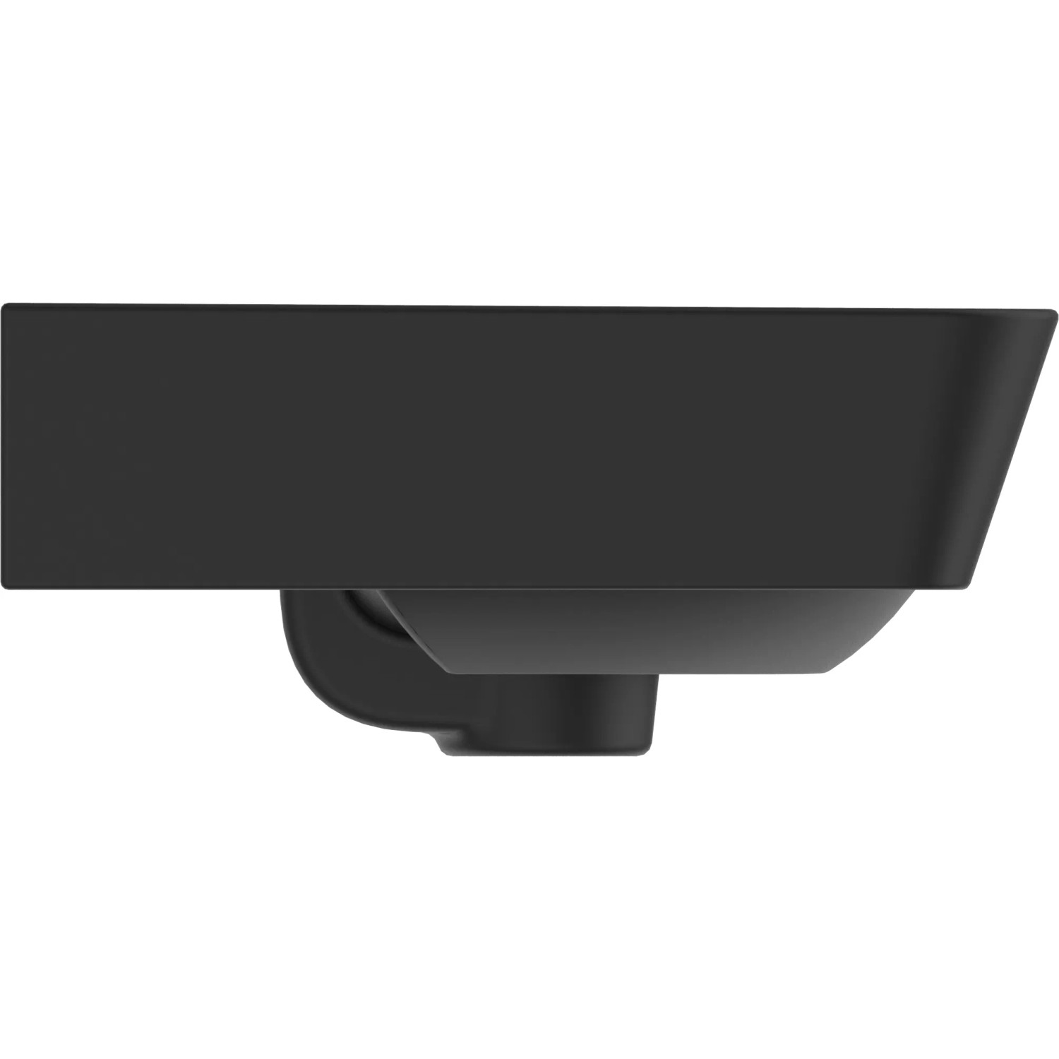 Schwarzes Ideal Standard Connect Air Handwaschbecken, 40 cm, mit Hahnloch und Überlauf.