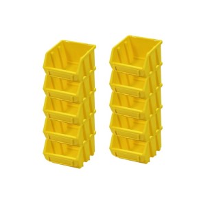 PROREGAL SuperSparSet: 10 gelbe Sichtlagerboxen aus Polypropylen, 7,5x11,6x11,2 cm, für Aufbewahrungssysteme.