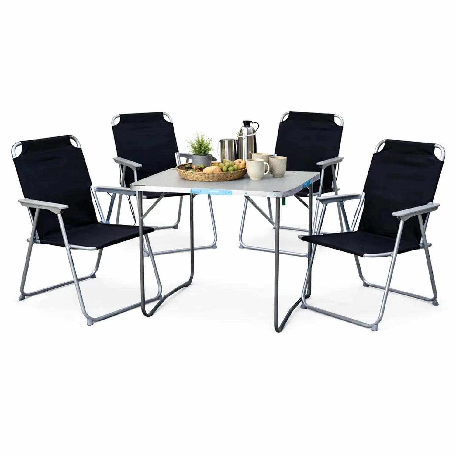 Mojawo XL 5teiliges Campingmöbel Set Alu mit Tragegriff Camping 80x60x68cm Schwarz