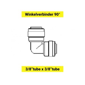Weißer 90° Winkelverbinder für 3/8 Zoll Schläuche, Kunststoff, für Küchenausstattung.