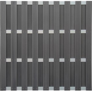 Anthrazitfarbenes Sichtschutzzaun-Element aus WPC mit Aluminium, 180x180 cm, für Garten und Terrasse.