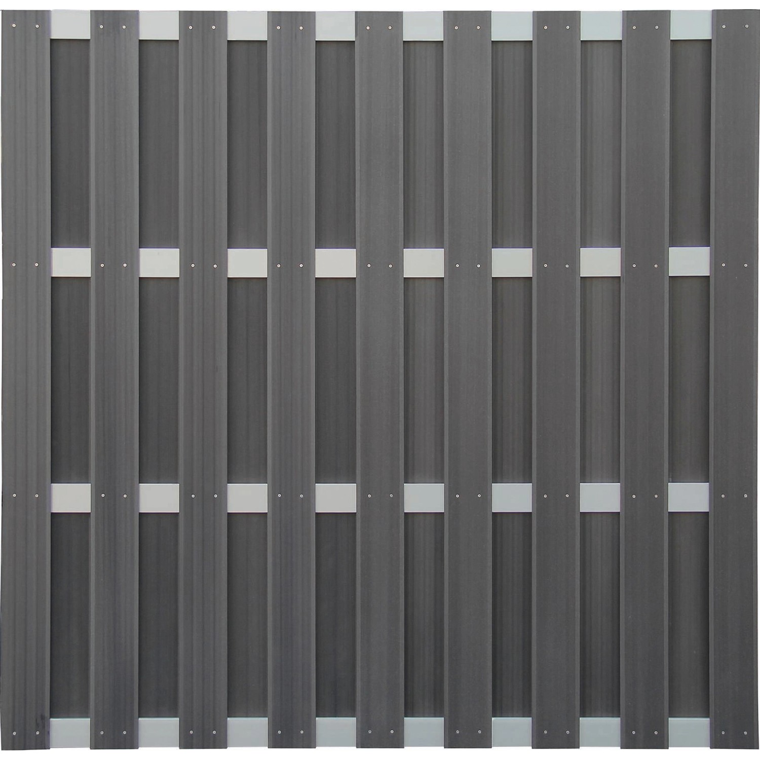 Anthrazitfarbenes Sichtschutzzaun-Element aus WPC mit Aluminium, 180x180 cm, für Garten und Terrasse.