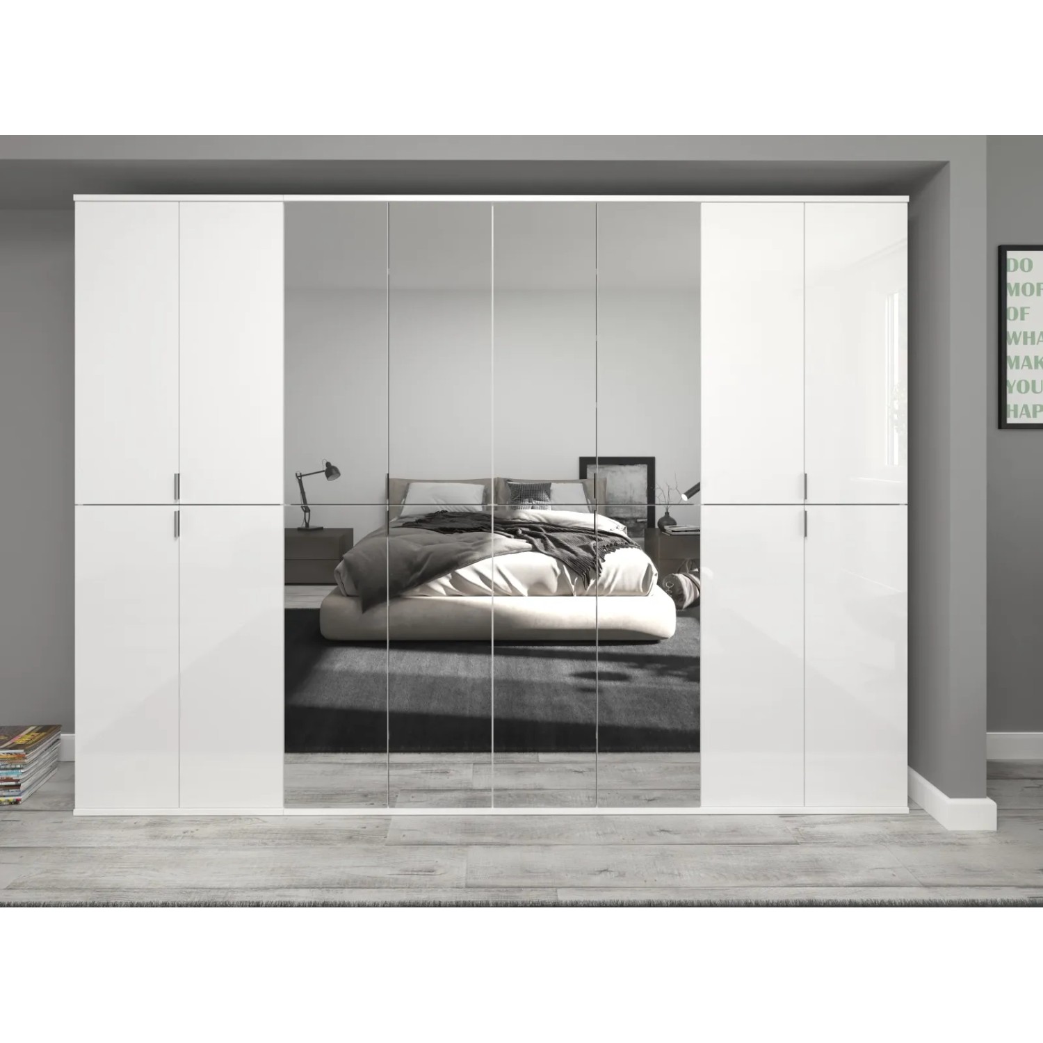 Inn.Furn Schuhschrank Weiß Hochglanz 122 cm mit Spiegel SystemX_8