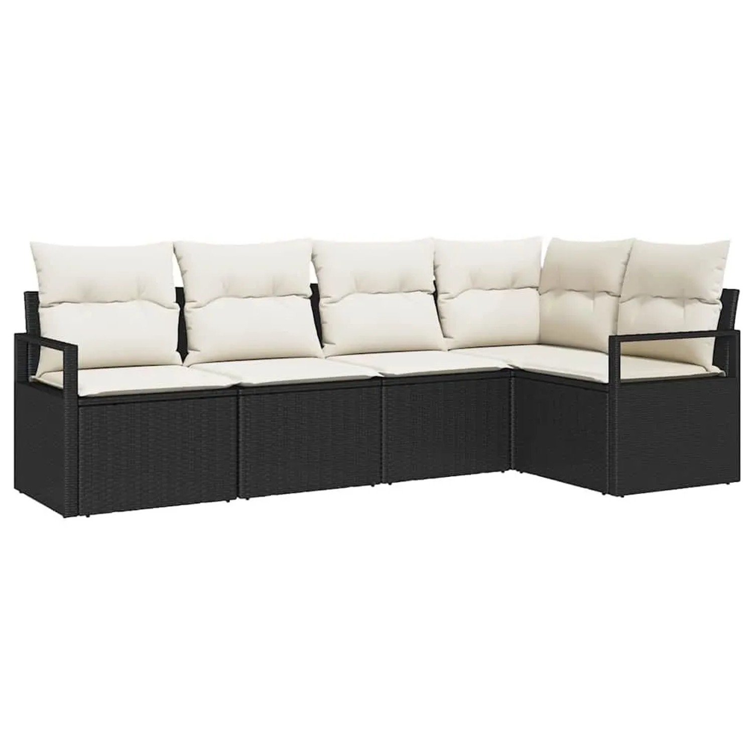 vidaXL Gartensofa-Set mit Kissen 5 Stk Schwarz und Weiß Poly-Rattan 3355046 günstig online kaufen