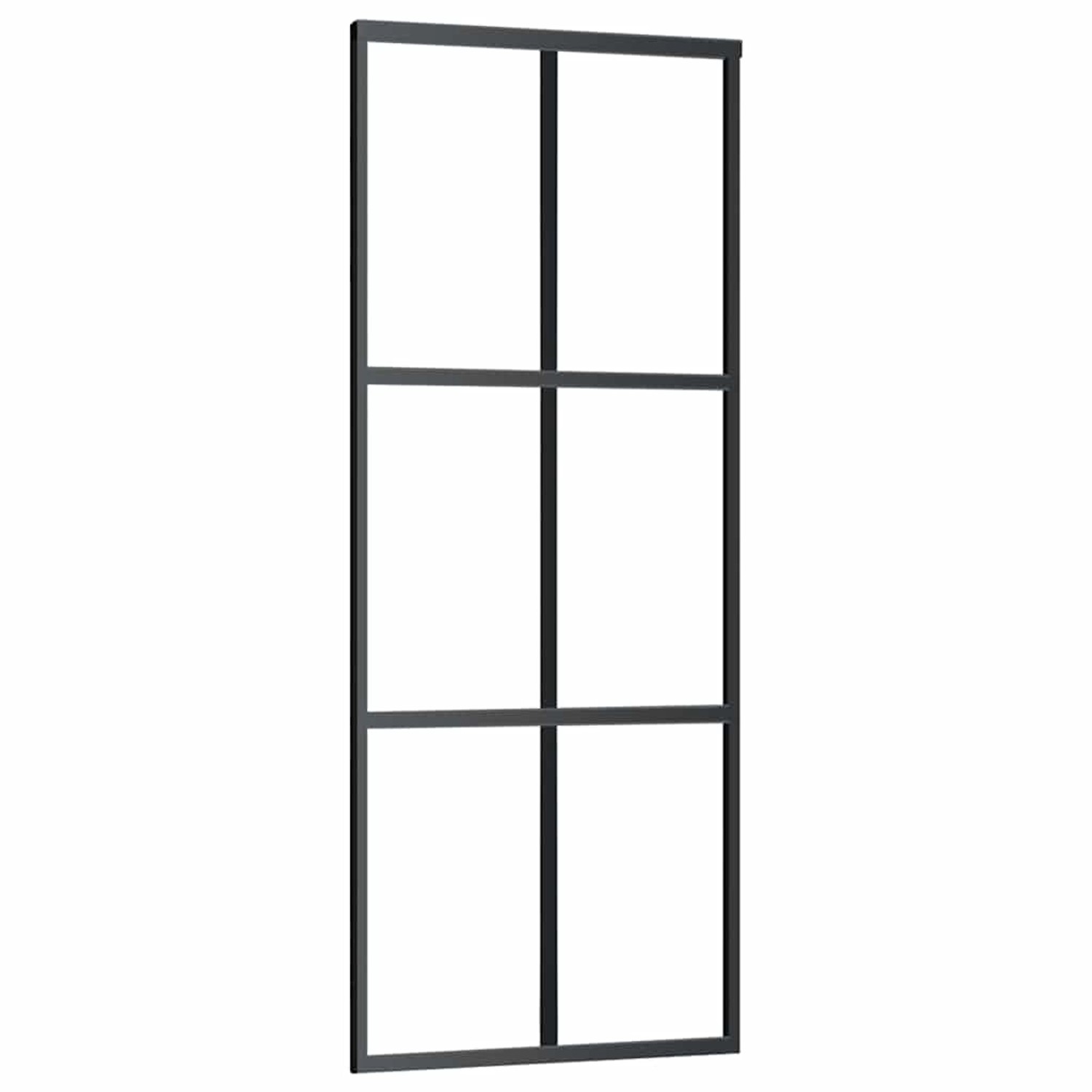 vidaXL Schiebetür ESG-Glas und Aluminium 76x205 cm Schwarz 151011