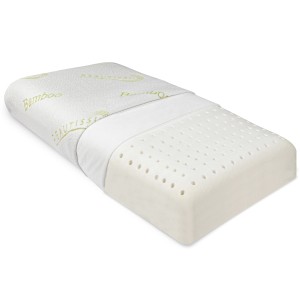 Beautissu BeauErgo BN Nackenstützkissen aus Memory Foam mit Bambus Bezug, 65x40x14 cm.