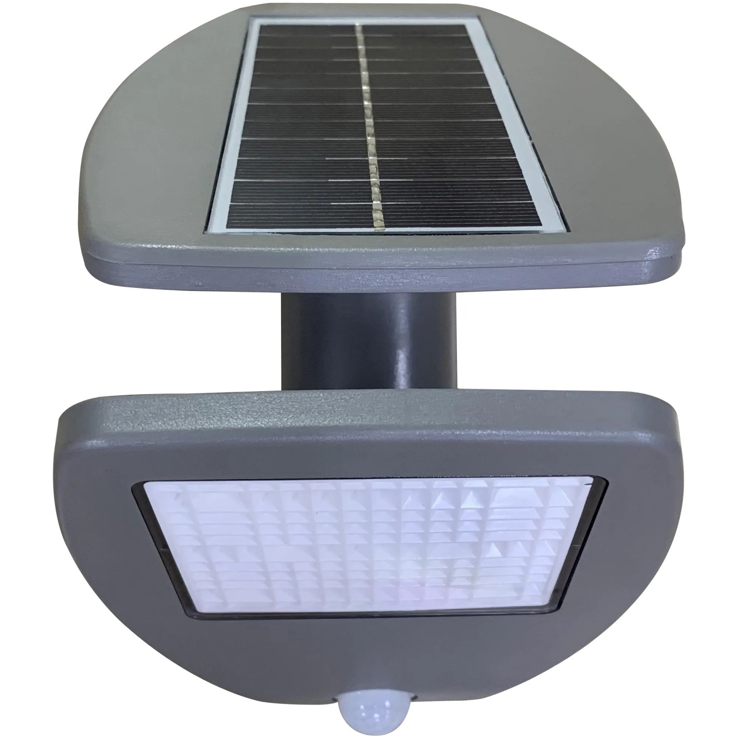 Lutec LED-Solarleuchte Zeta mit Bewegungsmelder und Solarpanel für die Wandmontage.