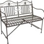 Garten Pleasure Bank Mangan, 2-Sitzer Gartenbank aus Stahl in Braun mit geschwungenen Ornamenten.
