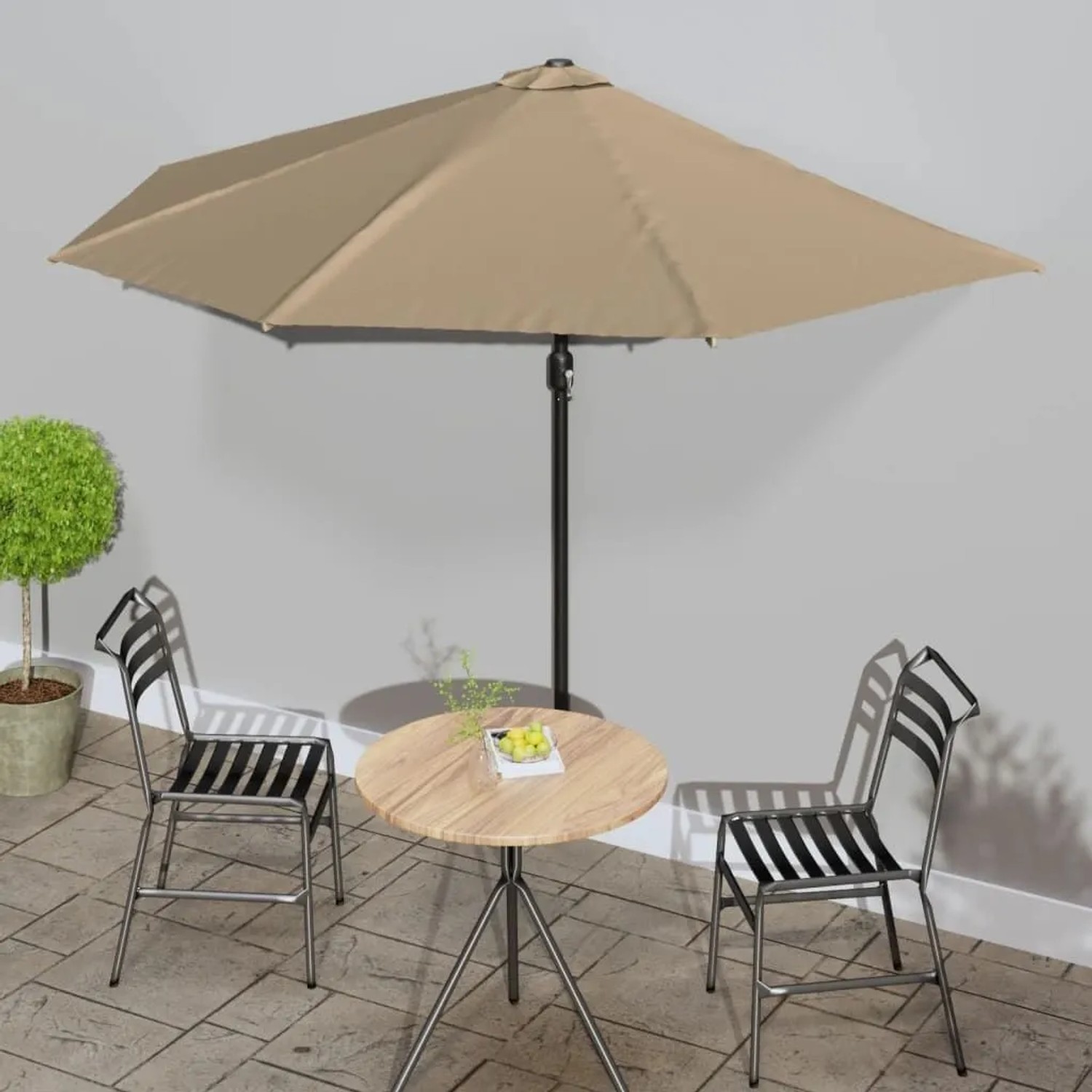 vidaXL Balkon-Sonnenschirm mit Alu-Mast Taupe 300x155 cm Halbrund 44594_2