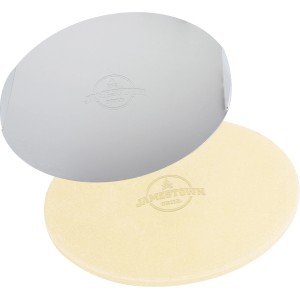 Jamestown Pizzastein (Ø 36,5 cm) mit Pizzablech aus Aluminium für knusprige Pizza vom Grill.