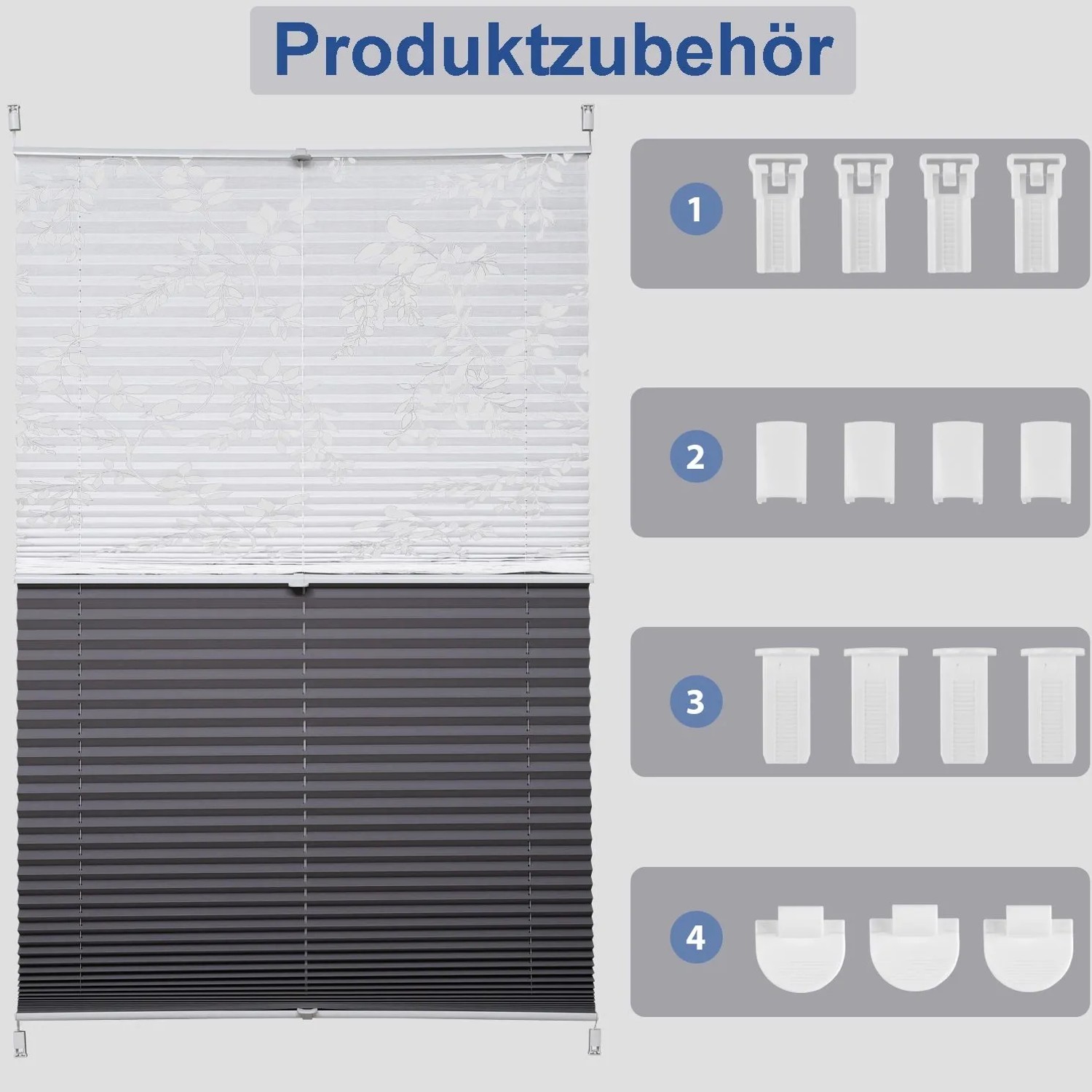 Sekey Doppelplissee Day&Night Grau 45x130cm mit Zubehör zur Montage ohne Bohren.