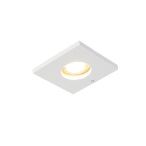 Set mit 6 weißen QAZQA Doku Einbaustrahlern für Badezimmer, quadratisch.
