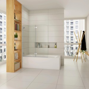 AICA Faltwand Badewanneaufsatz 100x140cm mit Scharnier, 5mm ESG Glas Duschwand