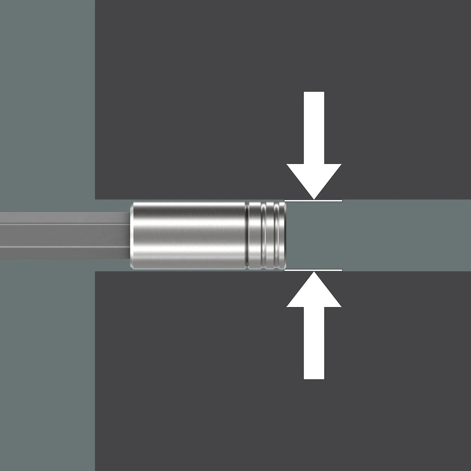 Detailaufnahme des Wera Kraftform Kompakt Universal Schraubendreher-Sets in beengtem Raum.