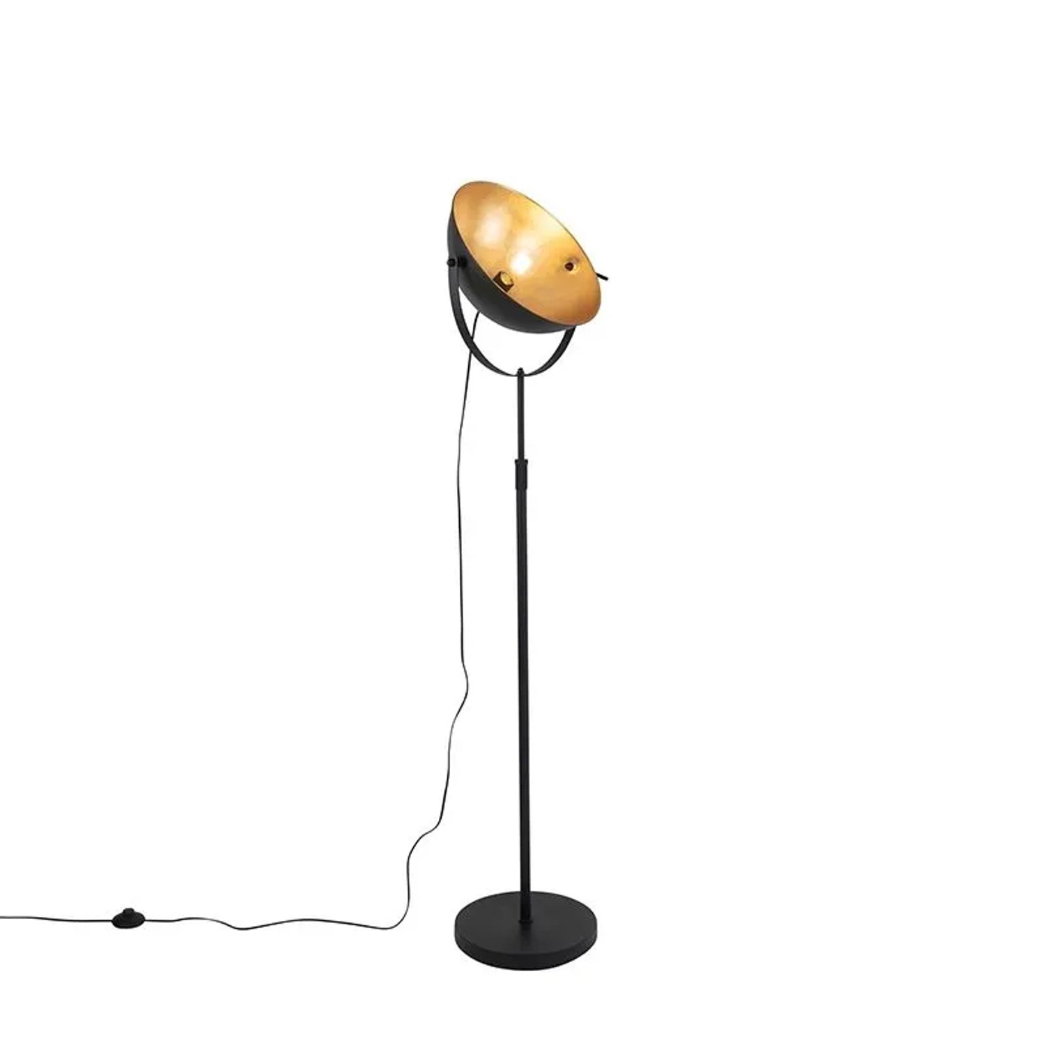 QAZQA Stehlampe Schwarz mit Gold 35 cm Verstellbar Magnax