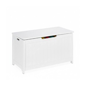 Relaxdays Kindertruhe MDF Weiß Sanft Schließend 45 cm x 80 cm x 40 cm 11,7 kg