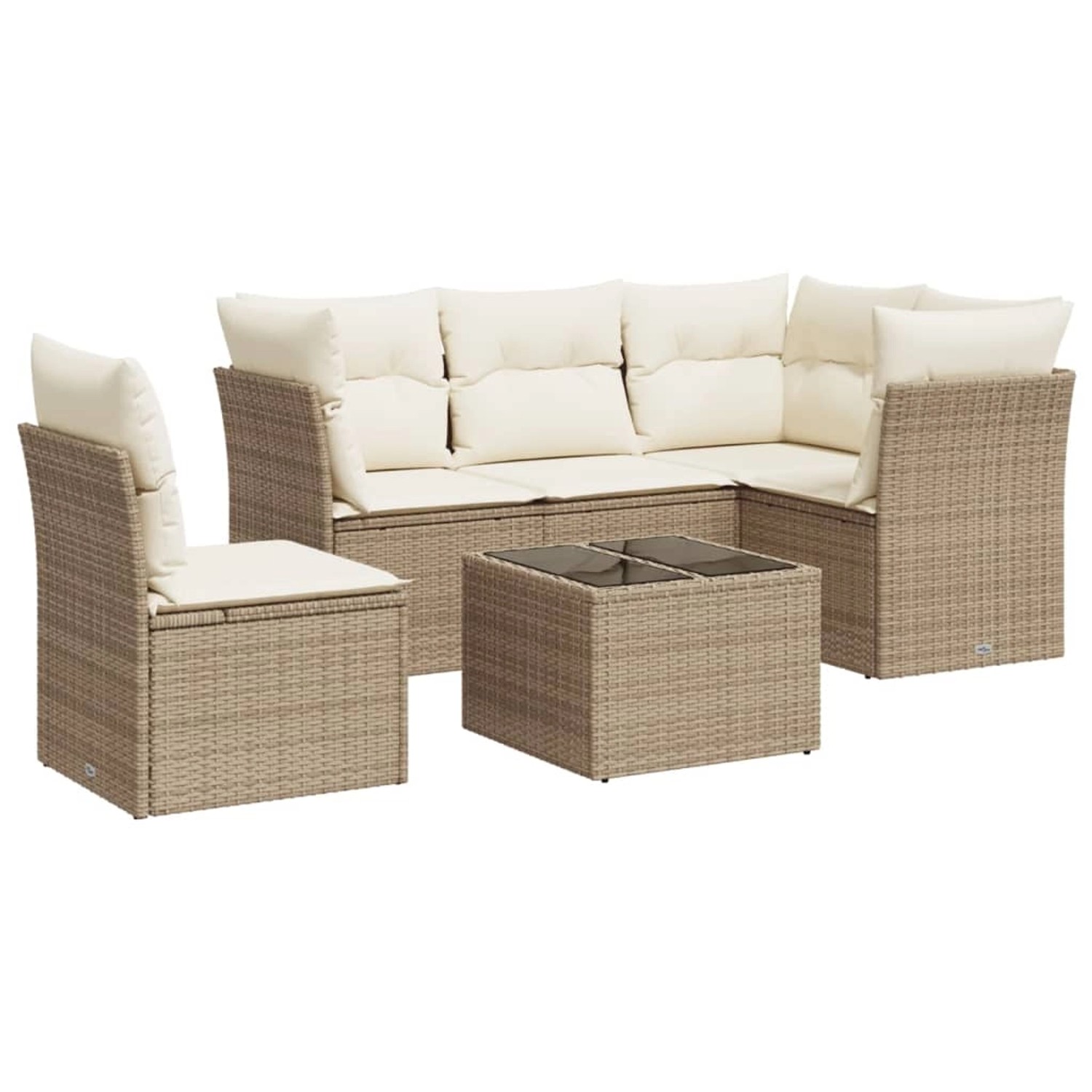 vidaXL 6-tlg Garten-Sofagarnitur mit Kissen Beige Poly Rattan Modell 66 günstig online kaufen