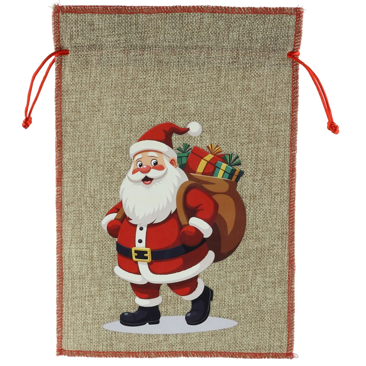 Weihnachtssack Motiv Weihnachtsmann Jute Optik 20 x 30 cm Natur kaufen bei OBI