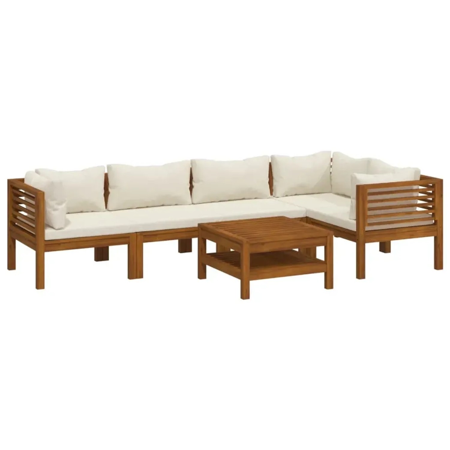 vidaXL 6-Tlg Garten-Lounge-Set mit Creme Kissen Massivholz Akazie 3086950