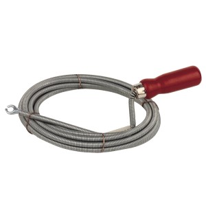 Kirchhoff Rohrreinigungsspirale aus Edelstahl, 6 mm x 3 m, mit rotem Griff. Zur Beseitigung von Rohrverstopfungen.