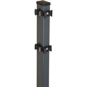 Eckzaunpfahl, anthrazit, 120 cm, für Doppelstabmatten, mit Klemmplättchen.