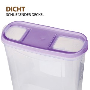 Bestlivings Frischhaltebox 4er Pack, 4,5 Liter, lila Deckel. Vorratsdose mit Schüttfunktion.