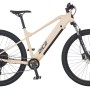 Sandbeiges Prophete E-Bike MTB Dice 2.0 mit integriertem Akku und 29-Zoll-Reifen.