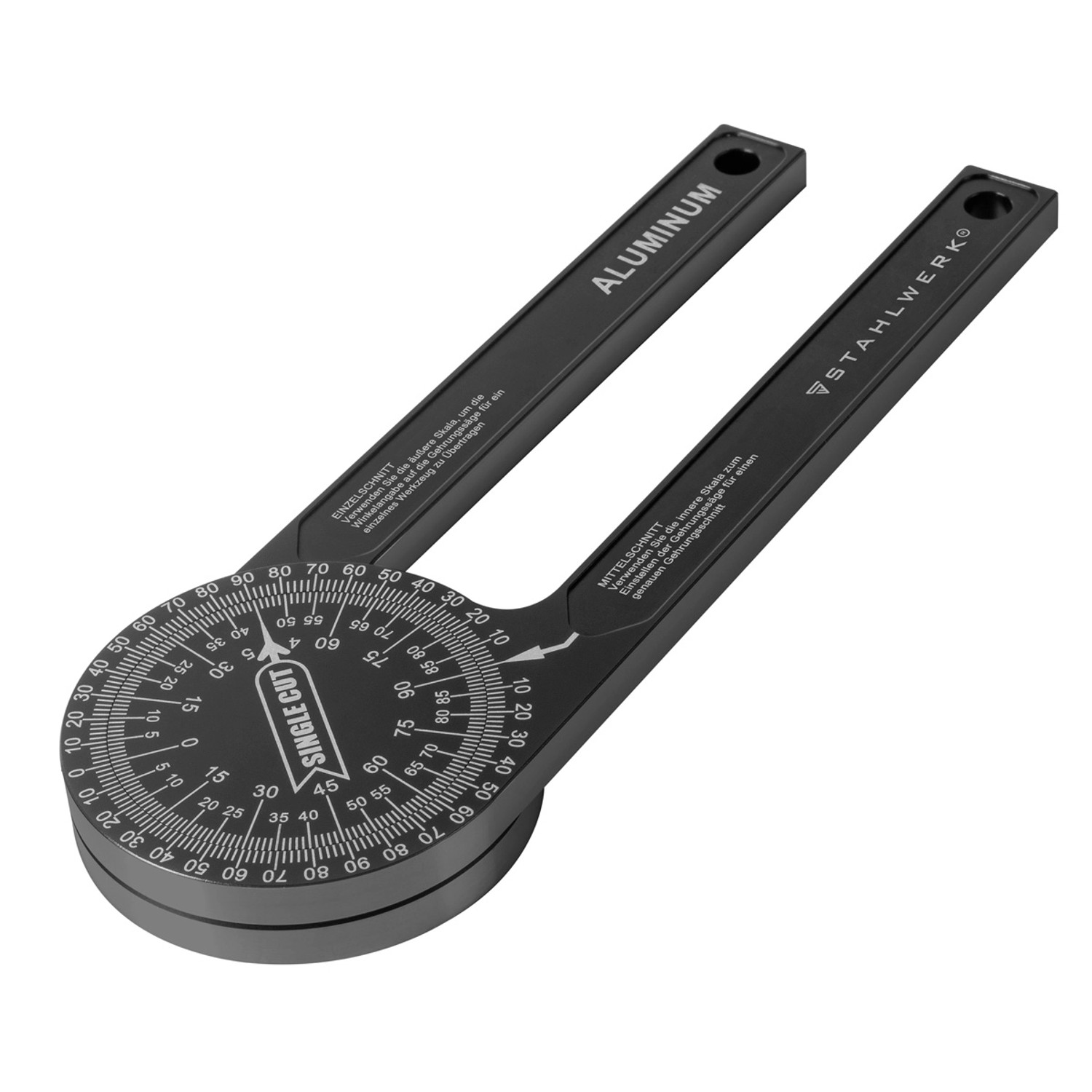 STAHLWERK Winkelmesser aus Aluminium, 360° Gehrungswinkelmesser für präzise Messungen.