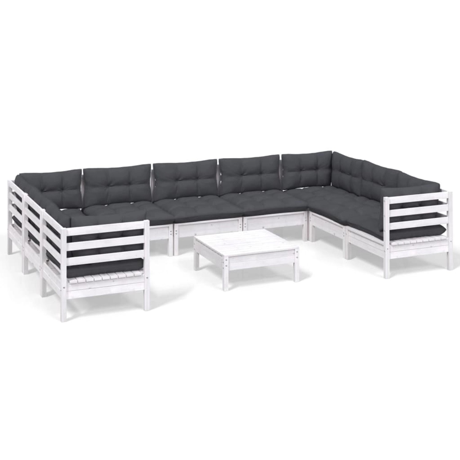 vidaXL 10-Tlg Garten-Lounge-Set mit Kissen Weiß Kiefernholz 3097326 günstig online kaufen