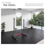 Tectake Squat Rack Creed, multifunktionales Fitnessgerät mit Ablagen, schwarz.