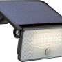 Schwarze LED-Solar Wandleuchte mit PIR Sensor, 8W, 1000 Lumen. Wetterfeste Aussenleuchte.