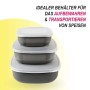 Bestgoodies Vorratsdosen 9er Set, eckig, grau, gestapelt. Ideal zur Aufbewahrung von Lebensmitteln.