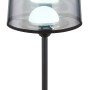 Schwarze, matte Globo Tischleuchte Lunki, 35 cm, mit rauchfarbenem Schirm und LED-Licht.