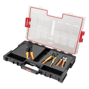 PROREGAL QBRICK Werkzeugkoffer mit Werkzeugen und Schaumstoffeinlage, schwarz.