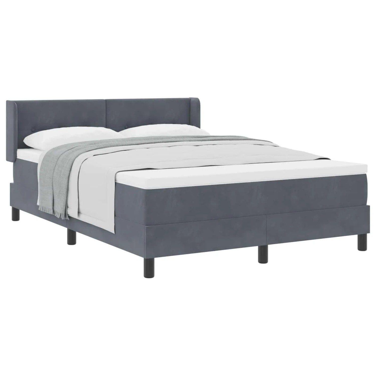 vidaXL Boxspringbett mit Matratze Dunkelgrau 200 x 160 cm Polyester 3341475