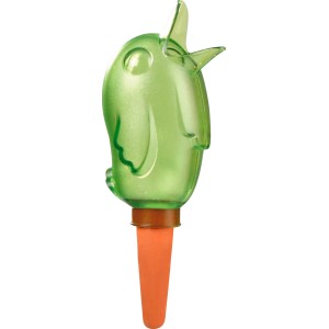 Scheurich Bewässerungsfigur Bördy S, grüne Vogel-Form mit orangem Tonkegel für Zimmerpflanzen.