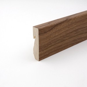 Sockelleiste Clipfix A, Nussbaum-Furnier, 16x58x2500 mm, mit Clip-Fräsung.