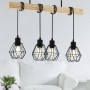 Eglo Townshend 5 Pendelleuchte, schwarz-braun, mit vier Lampenschirmen im Drahtdesign.