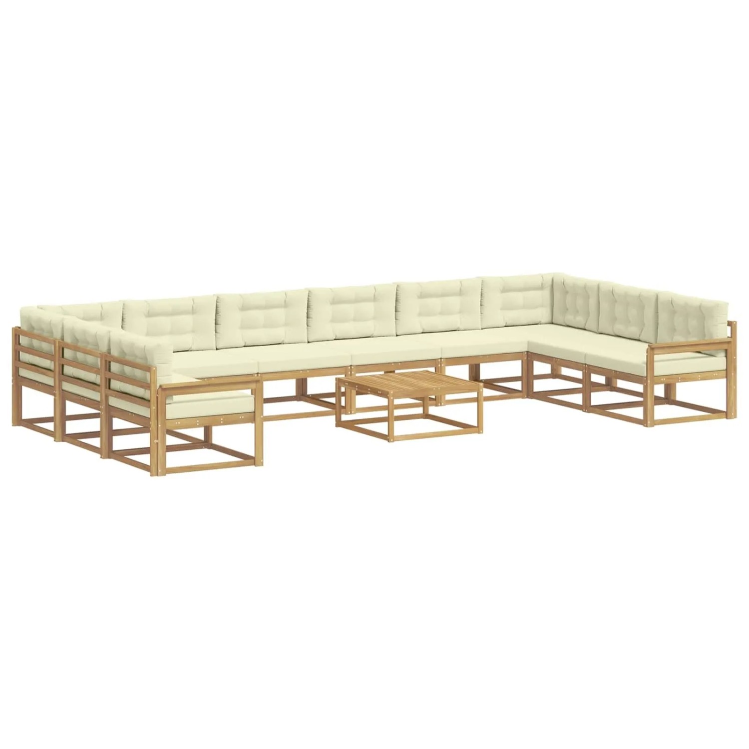 vidaXL Outdoor-Sofagarnitur mit Kissen 11 Stk Weiß und Creme 3387129
