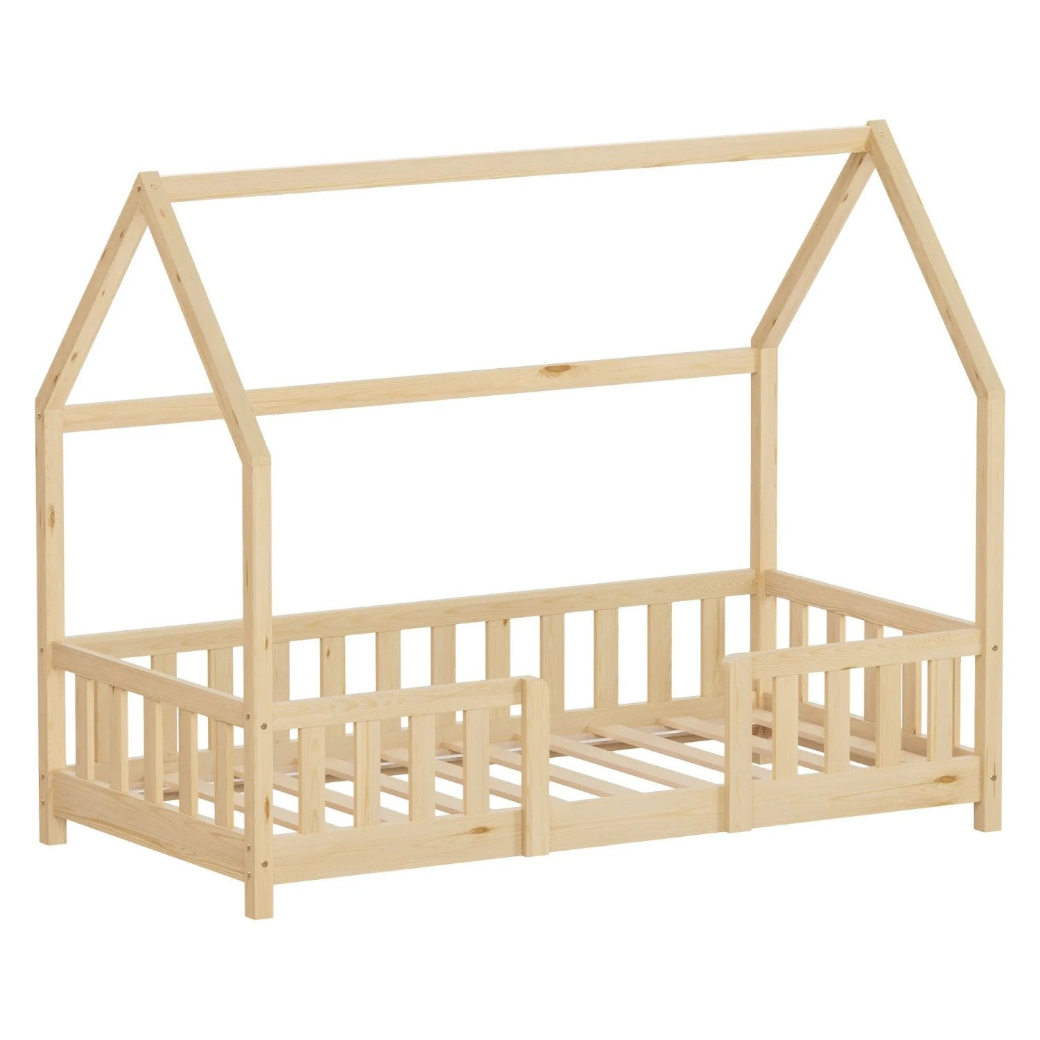 ML-Design Kinderbett 80x160 cm mit Rausfallschutz Natur Kiefernholz