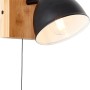 Wandleuchte Celia von Brilliant, schwarz matt mit Bambus, mit Zugschalter.