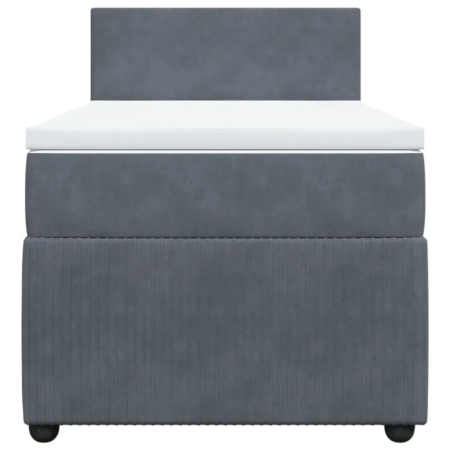 Dunkelgraues vidaXL Boxspringbett 100x200 cm mit Matratze und Samtbezug.