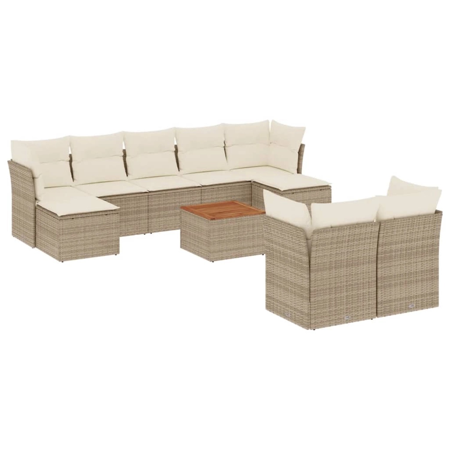 vidaXL 10-Tlg Garten-Sofagarnitur mit Kissen Beige Poly Rattan 3223874 günstig online kaufen