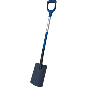 LUX Spaten Carbonstahl mit blauem D-Griff und Alustiel für Gartenarbeiten.